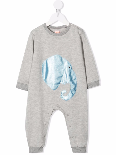 Wauw Capow By Bangbang Babies' Elephant-patch Romper In Grey