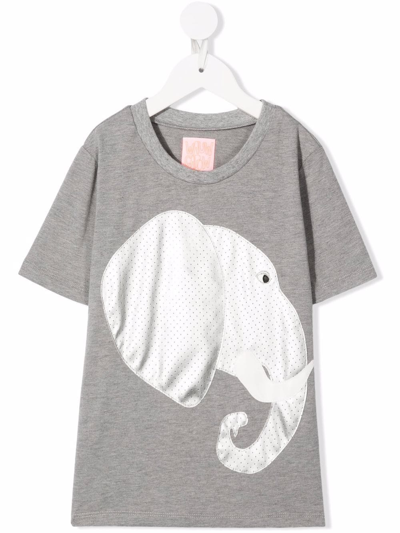 Wauw Capow By Bangbang Kids' Jude Elephant T-shirt In Grey