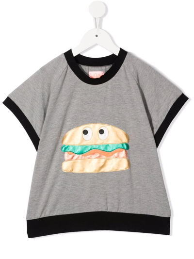 Wauw Capow By Bangbang Kids' Burger Benny T-shirt In Grey