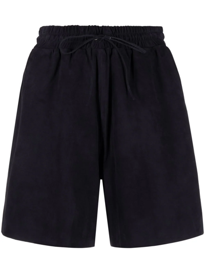P.a.r.o.s.h Elasticated Waistband Suede Shorts In Blue