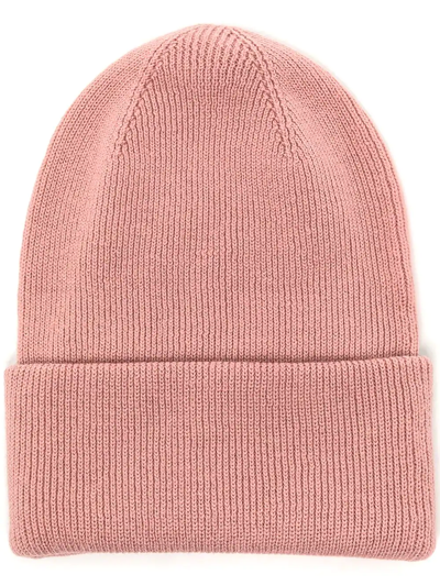 Pringle Of Scotland Double Layer Ribbed Beanie In Pink