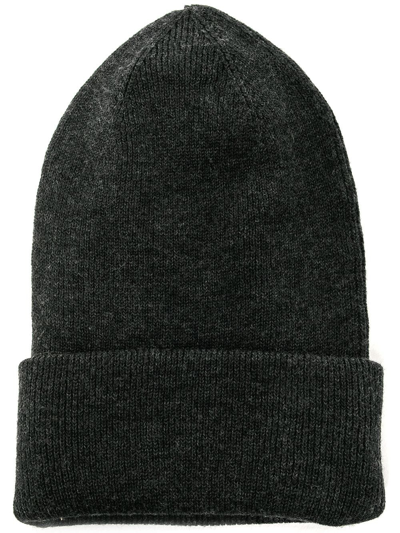 Pringle Of Scotland Double Layer Ribbed Beanie In Black