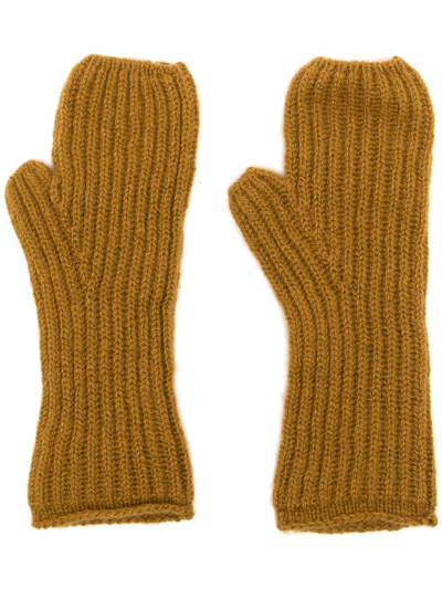 Pringle Of Scotland Fisherman's Ribbed Cashmere Gloves In Brown