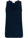 P.a.r.o.s.h Black Tank Top With Plunging U Neckline In Polyamide Woman In Blue