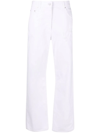 Fabiana Filippi Distressed Straight-leg Turn-up Wide Jeans In White