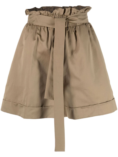 Federica Tosi Paperbag-waist High-rise Shorts In Green