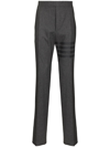 Thom Browne Tonal 4-bar Flannel Trousers In Grey