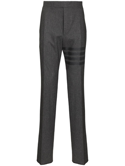 Thom Browne Tonal 4-bar Flannel Trousers In Grey