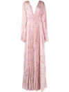 Alexis Elisha Abstract-print Pleated Gown In Pink