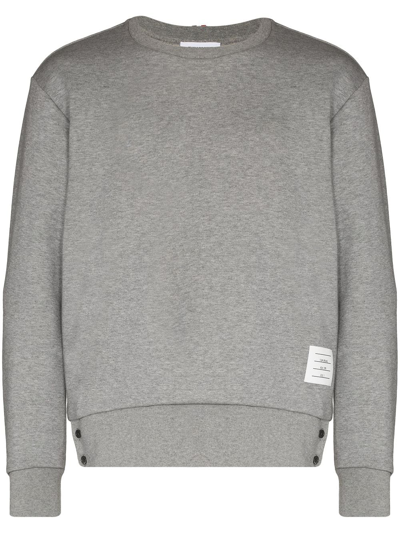 Thom Browne Grey Stripe Crewneck Sweatshirt In Light Grey