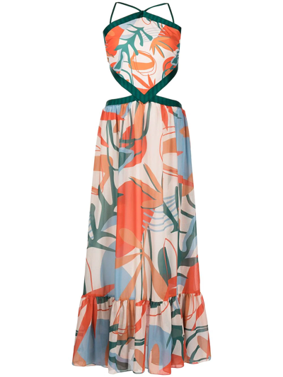 Patbo Rio Botanical-print Beach Dress In Orange