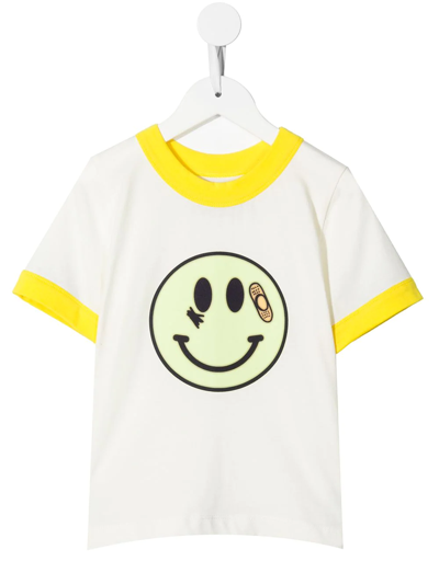 Natasha Zinko Kids' Smiley-print Ringer T-shirt In White