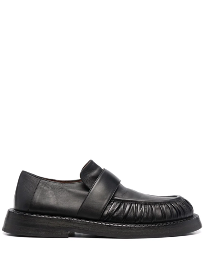 Marsèll Black Alluce Ruched Leather Loafers