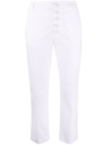 Dondup Button-down Straight-leg Trousers In White