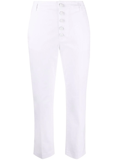 Dondup Button-down Straight-leg Trousers In White