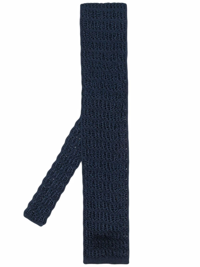 Tom Ford Knitted Silk Tie In Blue