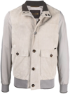 Moorer Premium Lambskin Suede Jacket With Front Pockets In Grey