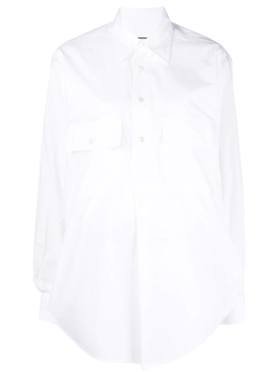 Plan C Oversized Button-down Poplin Shirt In White