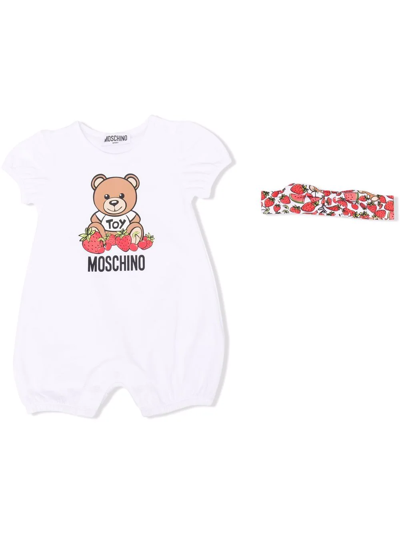 Moschino Baby Girl's 2-piece Strawberry Headband & Romper Set In Bianca
