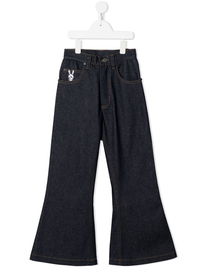 Natasha Zinko Kids' Flared Denim Jeans In Blue