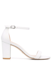 Stuart Weitzman Nearlynude 80mm Block-heel Sandals In White