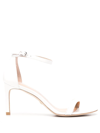 Stuart Weitzman Nunakedstraight 100mm Round-toe Sandals In White