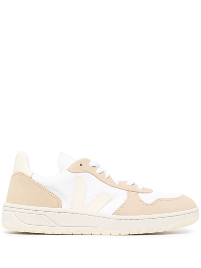Veja V-10 Panelled Low-top Sneakers In White