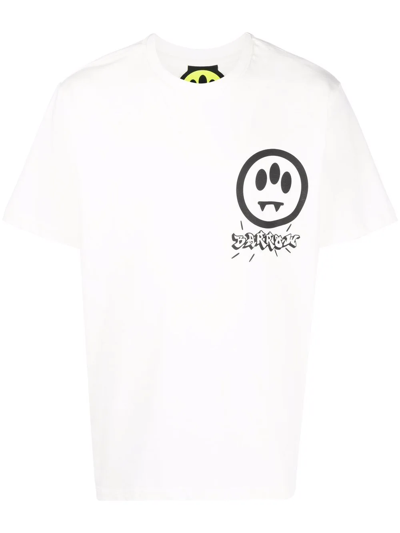 Barrow White Cotton T-shirt With Logo Print