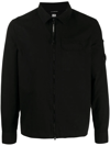 C.p. Company Emerised Gabardine Zipped Shirt In Black