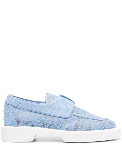 Le Silla Lace Slip-on Loafers In Blau