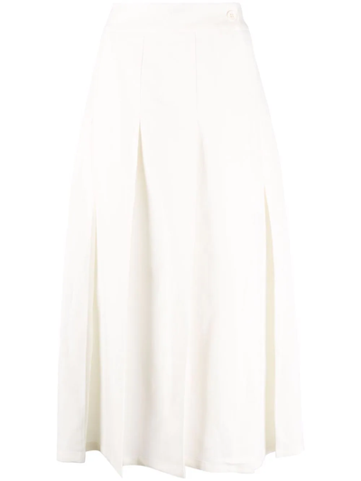 P.a.r.o.s.h Box-pleat Midi Skirt In White