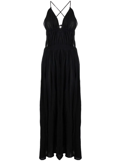 Caravana Pomolche Open-back Slit-detail Maxi Dress In Black