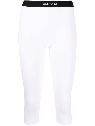 Tom Ford Women's Logo-print Jersey Leggings In White,black