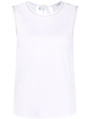 Peserico Ribbed Beaded Crewneck Tank In White