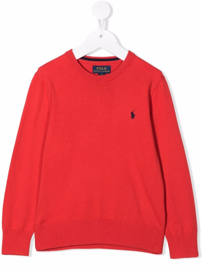 Ralph Lauren Kids' Polo Pony Embroidered-logo Jumper In Red