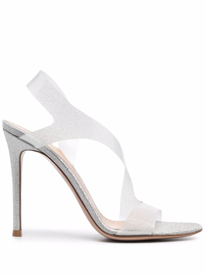 Gianvito Rossi Metropolis 105 Silver Perspex Sandals