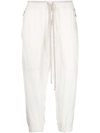 Rick Owens Cropped Drawstring Trousers In Neutrals