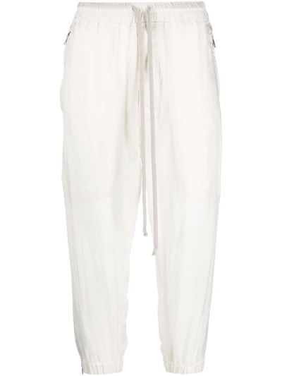 Rick Owens Cropped Drawstring Trousers In Ivory