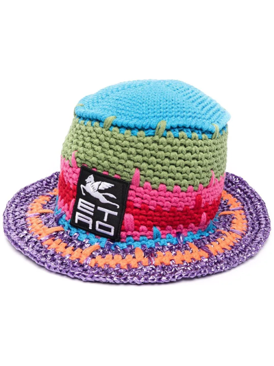 Etro Appliquéd Crocheted Cotton-blend Bucket Hat In Pink