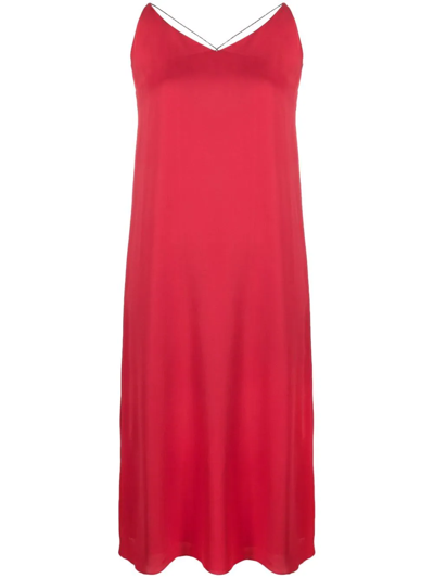 Fabiana Filippi Bead-embellished Slip Dress In Red