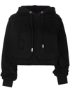 Gcds Logo-embroidered Cropped Hoodie In Black