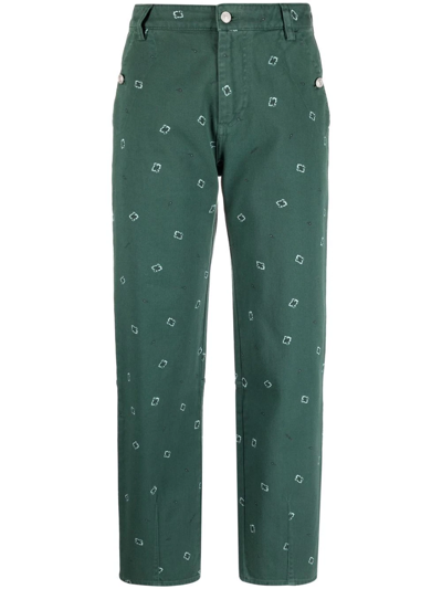 Kenzo Paisley-print Cropped Trousers In Green