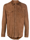Salvatore Santoro Chest-pocket Leather Shirt Jacket In Brown