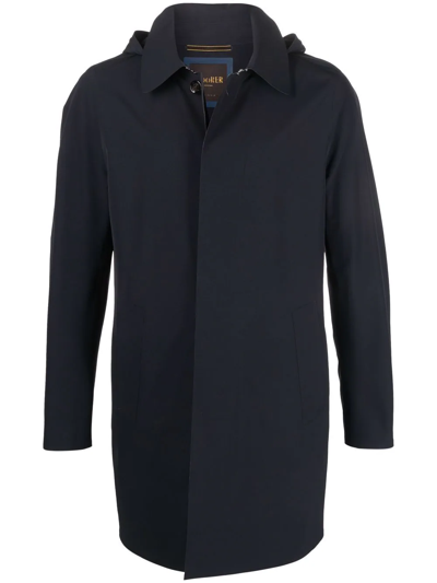 Moorer Agnone-gs Mid-length Duster Coat In Blue