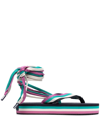 Isabel Marant Multicolor Canvas Tuoni Striped Thong Sandals In Green