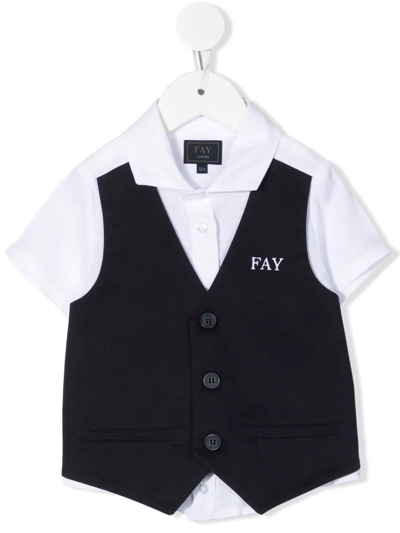 Fay Babies' Embroidered-logo Short-sleeved Shirt In White