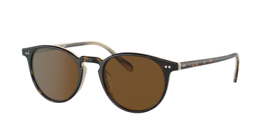 Oliver Peoples Ov5004su Riley Sun Acetate Round Sunglasses In True Brown Polar