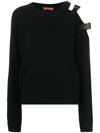 Altuzarra Ness Buckle Cold-shoulder Cashmere Sweater In Schwarz