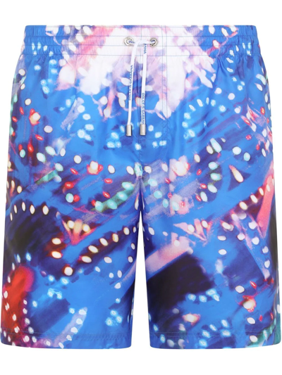 Dolce & Gabbana Graphic-print Swim Shorts In Blue