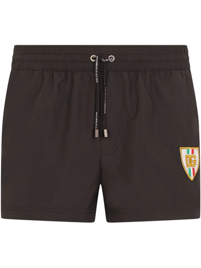 Dolce & Gabbana Side-stripe Logo Swimming Shorts In Schwarz